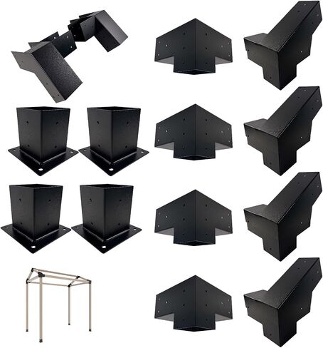 Bergola Brackets 4x4 3-Way 4pcs زاوية الزاوية اليمنى ، أقواس ركن تقاطع التثبيت السهلة للمراقبة ، العريشة الفناء ، Log Cabin Outdoor in Kuwait