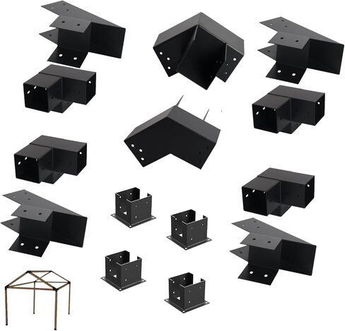 Bergola Brackets 4x4 3-Way 4pcs زاوية الزاوية اليمنى ، أقواس ركن تقاطع التثبيت السهلة للمراقبة ، العريشة الفناء ، Log Cabin Outdoor in Kuwait