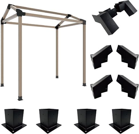 Bergola Brackets 4x4 3-Way 4pcs زاوية الزاوية اليمنى ، أقواس ركن تقاطع التثبيت السهلة للمراقبة ، العريشة الفناء ، Log Cabin Outdoor in Kuwait