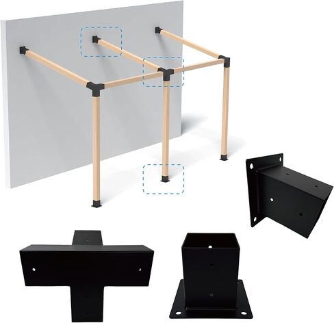 Bergola Brackets 4x4 3-Way 4pcs زاوية الزاوية اليمنى ، أقواس ركن تقاطع التثبيت السهلة للمراقبة ، العريشة الفناء ، Log Cabin Outdoor in Kuwait