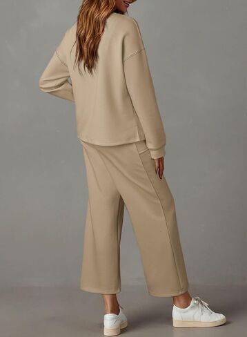 Dokotoo Women's 2 Piece Lounge Set Casual V Neck Sweatshirt Fashion Travel Wide Leg Tracksuit Sweatsuits Outfits in Saudi Arabia