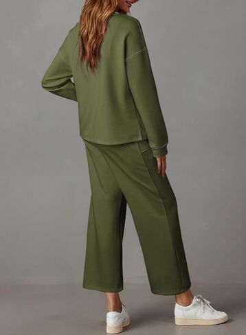 Dokotoo Women's 2 Piece Lounge Set Casual V Neck Sweatshirt Fashion Travel Wide Leg Tracksuit Sweatsuits Outfits in Saudi Arabia