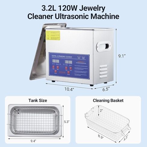 10L/2.64Gal Heavy-Duty Ultrasonic Cleaner 240W 40kHz - Industrial-Grade Heated Cleaning Machine with Digital Timer, for Watches, Eyeglasses, Jewelry, Dental Tools & Industrial Parts in Saudi Arabia