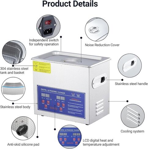 10L/2.64Gal Heavy-Duty Ultrasonic Cleaner 240W 40kHz - Industrial-Grade Heated Cleaning Machine with Digital Timer, for Watches, Eyeglasses, Jewelry, Dental Tools & Industrial Parts in Saudi Arabia