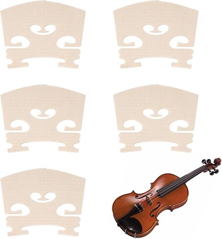 5 PCS Violin Bridge 4/4 Full Size, Finer Grade Solid Maple Violin Bridge Pre-Cut Semi Fitted Bridges Sharper Sound Volume Violins Parts for Fit Most 4/4 Violins in Kuwait