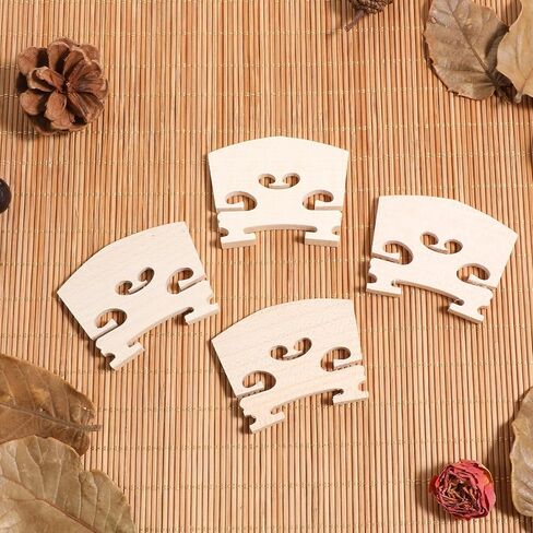 5 PCS Violin Bridge 4/4 Full Size, Finer Grade Solid Maple Violin Bridge Pre-Cut Semi Fitted Bridges Sharper Sound Volume Violins Parts for Fit Most 4/4 Violins in Kuwait
