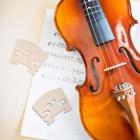 5 PCS Violin Bridge 4/4 Full Size, Finer Grade Solid Maple Violin Bridge Pre-Cut Semi Fitted Bridges Sharper Sound Volume Violins Parts for Fit Most 4/4 Violins in Kuwait