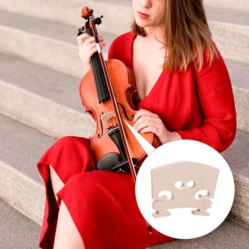 5 PCS Violin Bridge 4/4 Full Size, Finer Grade Solid Maple Violin Bridge Pre-Cut Semi Fitted Bridges Sharper Sound Volume Violins Parts for Fit Most 4/4 Violins in Kuwait