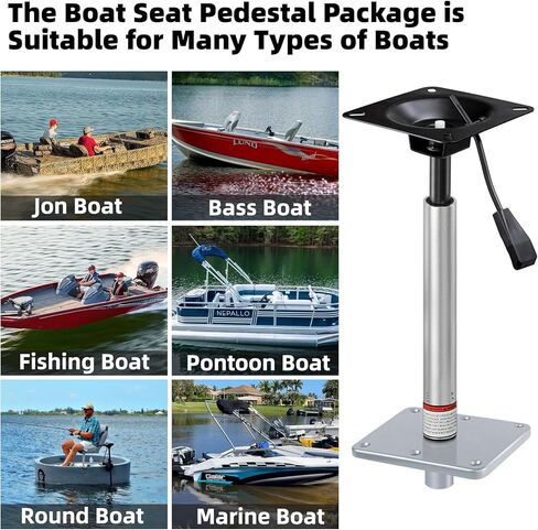 Adjustable Boat Seat Pedestal Base Mount Kit with Lock in 3/4" Boat Seat Pin Post&Marine Power Pedestal Mount Base for Marine Fishing Bass Chair,Post Adjustable Height 14 to 19 Inches/24 to 30 Inches in Kuwait
