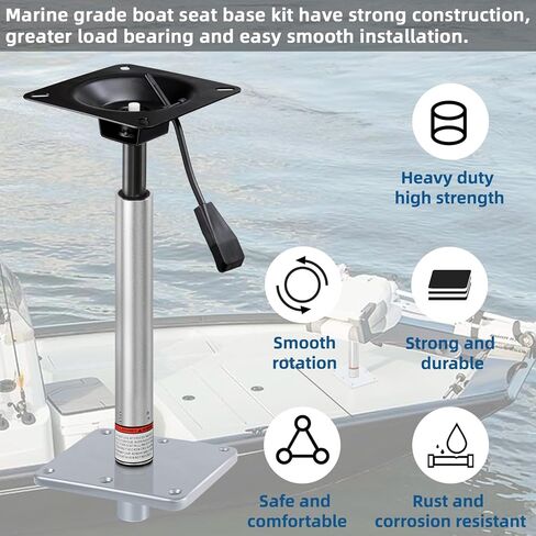 Adjustable Boat Seat Pedestal Base Mount Kit with Lock in 3/4" Boat Seat Pin Post&Marine Power Pedestal Mount Base for Marine Fishing Bass Chair,Post Adjustable Height 14 to 19 Inches/24 to 30 Inches in Kuwait