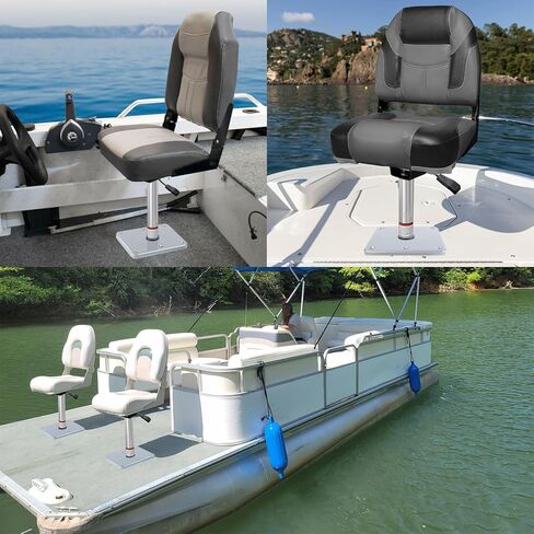 Adjustable Boat Seat Pedestal Base Mount Kit with Lock in 3/4" Boat Seat Pin Post&Marine Power Pedestal Mount Base for Marine Fishing Bass Chair,Post Adjustable Height 14 to 19 Inches/24 to 30 Inches in Kuwait