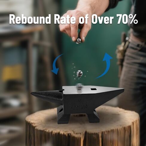 Cast Steel Anvil, 22 Lbs Single Horn Anvil with Large Countertop and Stable Base, High Hardness Rugged Round Horn Anvil Blacksmith for Bending, Shaping in Saudi Arabia