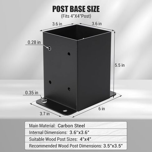 4x4 Metal Post Base ، 10 Pack Post Base for Deck - أقواس الصلب الثقيلة مع مجموعة الأجهزة | مرساة ما بعد المسحوق المغلفة (يناسب 3.5 "x3.5") | السياج ، العريشة ، شرفة in Saudi Arabia