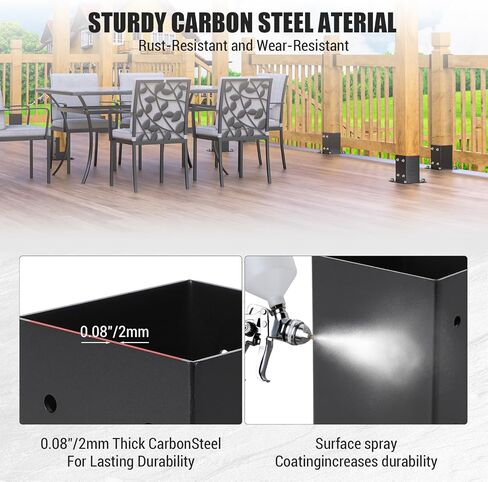 4x4 Metal Post Base ، 10 Pack Post Base for Deck - أقواس الصلب الثقيلة مع مجموعة الأجهزة | مرساة ما بعد المسحوق المغلفة (يناسب 3.5 "x3.5") | السياج ، العريشة ، شرفة in Saudi Arabia
