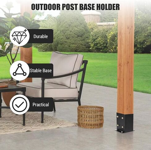 4x4 Metal Post Base ، 10 Pack Post Base for Deck - أقواس الصلب الثقيلة مع مجموعة الأجهزة | مرساة ما بعد المسحوق المغلفة (يناسب 3.5 "x3.5") | السياج ، العريشة ، شرفة in Saudi Arabia