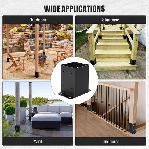 4x4 Metal Post Base ، 10 Pack Post Base for Deck - أقواس الصلب الثقيلة مع مجموعة الأجهزة | مرساة ما بعد المسحوق المغلفة (يناسب 3.5 "x3.5") | السياج ، العريشة ، شرفة in Saudi Arabia