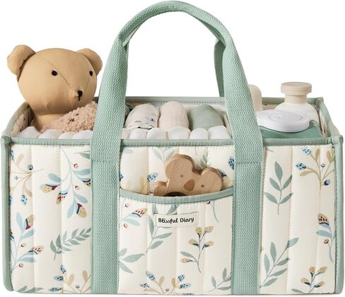 Blissful Diary Woodland Diaper Caddy Organizer, Stylish Nursery Storage Basket, Gift for Baby Shower, Newborn Essentials, Woodland Cream in Saudi Arabia