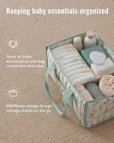 Blissful Diary Woodland Diaper Caddy Organizer, Stylish Nursery Storage Basket, Gift for Baby Shower, Newborn Essentials, Woodland Cream in Saudi Arabia