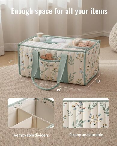 Blissful Diary Woodland Diaper Caddy Organizer, Stylish Nursery Storage Basket, Gift for Baby Shower, Newborn Essentials, Woodland Cream in Saudi Arabia