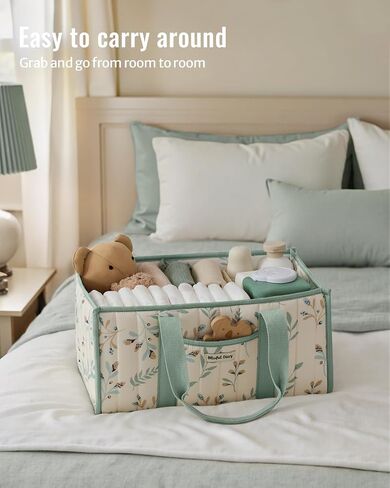 Blissful Diary Woodland Diaper Caddy Organizer, Stylish Nursery Storage Basket, Gift for Baby Shower, Newborn Essentials, Woodland Cream in Saudi Arabia
