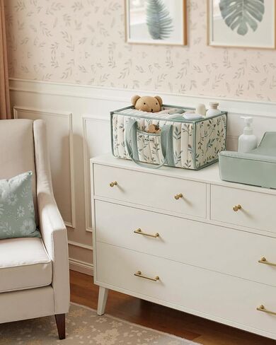 Blissful Diary Woodland Diaper Caddy Organizer, Stylish Nursery Storage Basket, Gift for Baby Shower, Newborn Essentials, Woodland Cream in Saudi Arabia