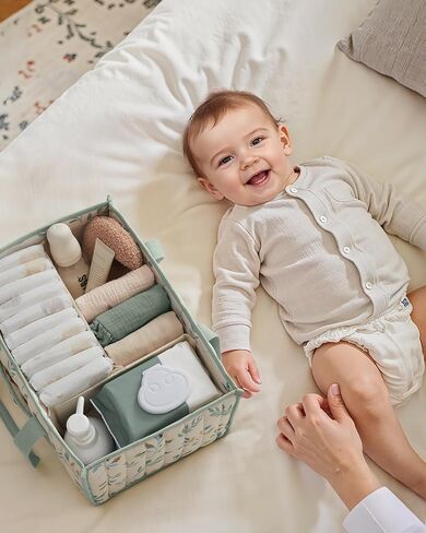 Blissful Diary Woodland Diaper Caddy Organizer, Stylish Nursery Storage Basket, Gift for Baby Shower, Newborn Essentials, Woodland Cream in Saudi Arabia
