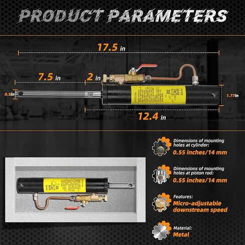 Hydraulic Cylinder for 7 x 12 Metal Cutting Band Saw, Compatible with BS-712N/BS-712R/BS-712B, Band Saw Hydraulic Cylinder, Hydraulic Downfeed Control Cylinder for Metal Bandsaw, Metal, Black in Saudi Arabia