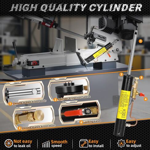 Hydraulic Cylinder for 7 x 12 Metal Cutting Band Saw, Compatible with BS-712N/BS-712R/BS-712B, Band Saw Hydraulic Cylinder, Hydraulic Downfeed Control Cylinder for Metal Bandsaw, Metal, Black in Saudi Arabia