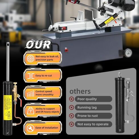 Hydraulic Cylinder for 7 x 12 Metal Cutting Band Saw, Compatible with BS-712N/BS-712R/BS-712B, Band Saw Hydraulic Cylinder, Hydraulic Downfeed Control Cylinder for Metal Bandsaw, Metal, Black in Saudi Arabia