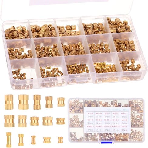 420 PCS Brass Trallentled Kit ، أحجام M2 M3 M5 ، المكسرات المحفوفة بالحرارة للإلكترونيات والآلات والطباعة ثلاثية الأبعاد in Kuwait