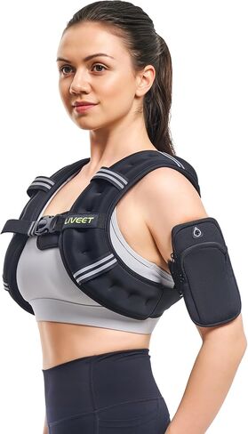 Weighted Vest, 5 10 15 20 25 30 lbs Weighted Vest for Women Men, Weight Vest with Reflective Strips Adjustable Buckle Straps for Walking Running Strength Training Cardio Workout in Saudi Arabia