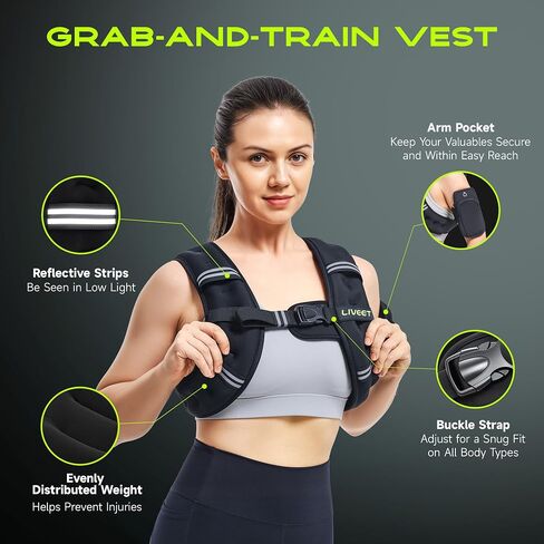 Weighted Vest, 5 10 15 20 25 30 lbs Weighted Vest for Women Men, Weight Vest with Reflective Strips Adjustable Buckle Straps for Walking Running Strength Training Cardio Workout in Saudi Arabia