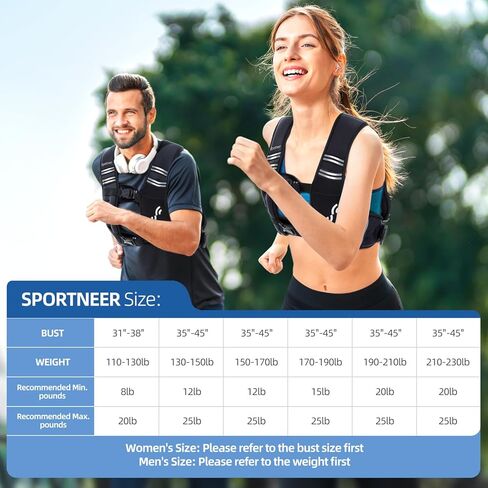 سترة مرجحة للرجال والنساء: Sportneer 8 رطل/12 رطل/15 رطلاً/20 رطلاً/25 رطلاً سترة الوزن مع سترة شريط عاكسة لتدريب قوة التدريب على بناء العضلات فقدان الوزن in Saudi Arabia