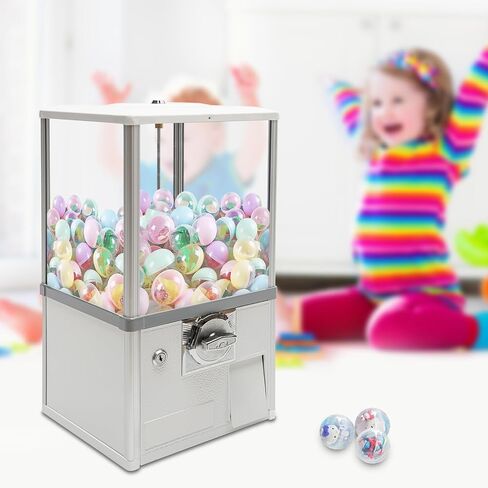 آلة بيع الحلوى للأطفال ، 25 سنتا 21 بوصة Gumball Machine كرات نطاط موزع الكبسولة الكبسولة الكبسولة الآلة الحلوى ألعاب اللثة لمخازن البيع بالتجزئة (أبيض) in Kuwait