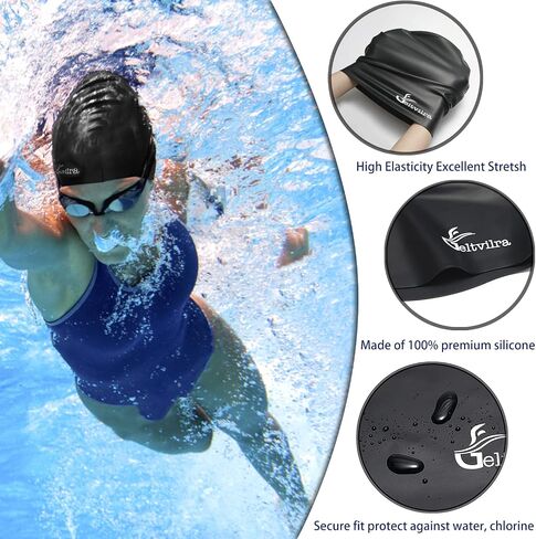 Extra Large Swim Cap for Braids and Dreadlocks Women Men Silicone Swimming Cap for Long Thick Curly Weaves Afro Hair Extensions in Kuwait