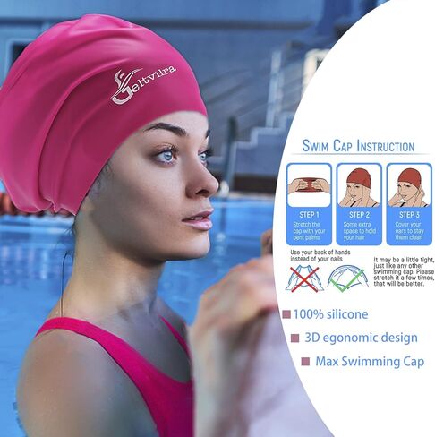 Extra Large Swim Cap for Braids and Dreadlocks Women Men Silicone Swimming Cap for Long Thick Curly Weaves Afro Hair Extensions in Kuwait