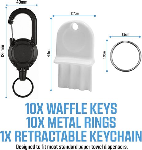 مجموعة مفاتيح منشفة ورقية عالمية مجموعة مفتاح + سلسلة مفاتيح قابلة للسحب - 8 أجهزة كمبيوتر متوافقة مع Tork SCA 1100 ، Bradley 2055 ، Banitor Bobrick Cat 74 ، Kimberly Clark 770301 ، Georgia Pacific ، E114 Dispenser Key in Kuwait