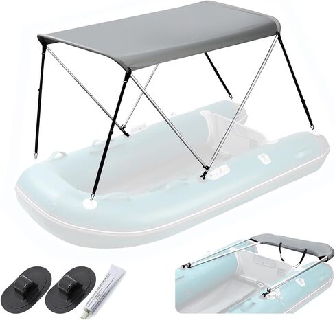 BIMINI أعلى للقارب القابل للنفخ (العرض 3.3-4.6 قدم) مع أجهزة متزايدة ، 2 قوس شمس الظل المظلة مع أحذية التخزين 63 "LX39-55" WX43.3 "H (مجموعة قارب قارب بيميني أعلى) in Kuwait