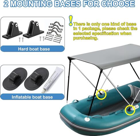 BIMINI أعلى للقارب القابل للنفخ (العرض 3.3-4.6 قدم) مع أجهزة متزايدة ، 2 قوس شمس الظل المظلة مع أحذية التخزين 63 "LX39-55" WX43.3 "H (مجموعة قارب قارب بيميني أعلى) in Kuwait