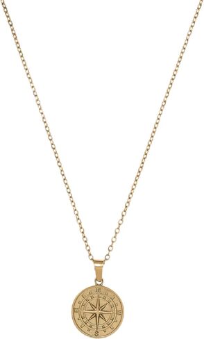 | Compass Pendant Necklace | 20.5" Chain Link with 20MM x 20MM Pendant | Waterproof, Heat & Sweat Resistant | Gifts for Men | Men's Jewelry | in Saudi Arabia