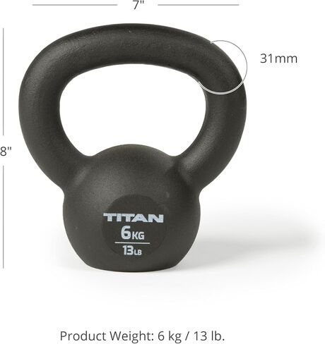 Titan Fitness Cast Iron Kettlebell ، قطعة واحدة من العلامات ، KG و LB ، تمرين كامل الجسم in Saudi Arabia