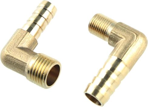 موصل Qinlu-brass خرطوم تركيب النحاس النحاس الخربط التركيب 1/8 "1/4" 3/8 "1/2" كوع المواضيع الذكور 90 درجة 6/8/10/12/14/16 مم محول توصيل مقرن ، مقاومة التآكل (8 ملم بارب ، 1/8 ") in Saudi Arabia