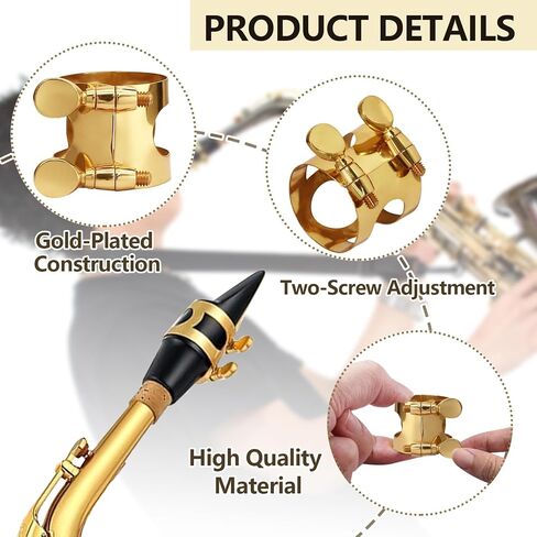 2Pcs Silver Alto Sax Ligature Alto Saxophone Ligature, Bass Clarinet Ligatures Saxophone Accessories Fastener for Music Mouthpiece Instrument in Saudi Arabia