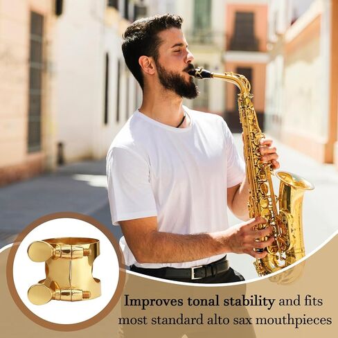 2Pcs Silver Alto Sax Ligature Alto Saxophone Ligature, Bass Clarinet Ligatures Saxophone Accessories Fastener for Music Mouthpiece Instrument in Saudi Arabia