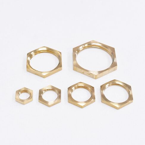 موصل Qinlu-brass خرطوم تركيب 5pcs النحاس السداسي القفل المكسرات الرقيقة من أنبوب السباكة تركيب M10 M12 1/8 "1/4" 3/8 "1/2" 3/4 "1" BSP الأنثى السداسية الخيوط ، مقاومة التآكل (1/2 ") in Saudi Arabia