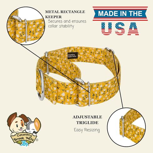 Country Brook Petz - طوق الكلاب Spring Cottagecore Martingale - مجموعة الربيع مع 6 تصميمات لفصل الربيع (1 1/2 بوصة، متوسط) in Kuwait