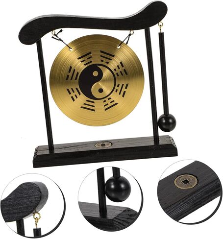 PRETYZOOM Gong Stand Mallet Chinese Dragon Decorations Desktop Gong Instrument Home Decor in Kuwait