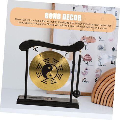 PRETYZOOM Gong Stand Mallet Chinese Dragon Decorations Desktop Gong Instrument Home Decor in Kuwait