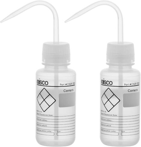 EISCO 2PK Chemical Wash Bottle, Blank Labels, 250ml - Wide Mouth, Self Venting, Low Density Polyethylene - Performance Plastics Labs in Saudi Arabia