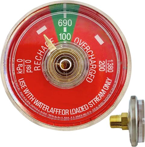 100 PSI مقياس ضغط لطفايات حريق المياه المحمولة | يناسب Amerex ، Ansul ، Badger | 1/8 "مؤشر ترابط NPT | جسم الفولاذ المقاوم للصدأ ، قرص واضح | جزء استبدال | 1 حزمة in Kuwait
